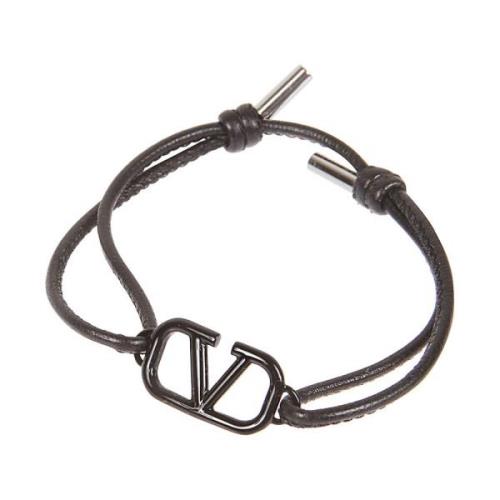 Zwart VLogo Signature Leren Armband Valentino Garavani , Black , Heren