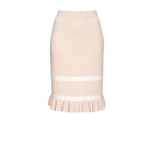 Geribde Midi Rok met Transparante Streep Pinko , Beige , Dames