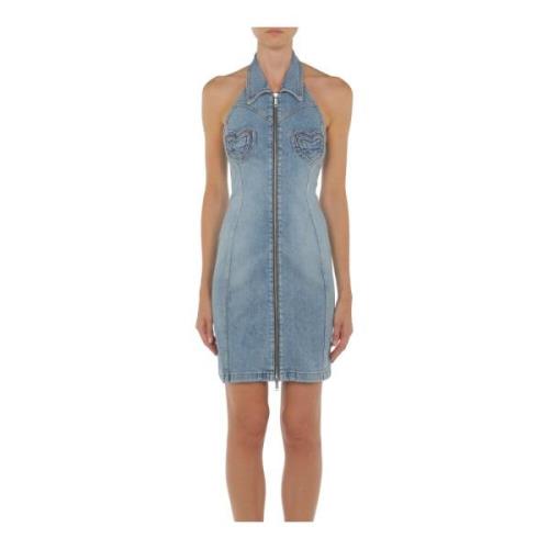 Denim Jurken voor Dames Moschino , Blue , Dames