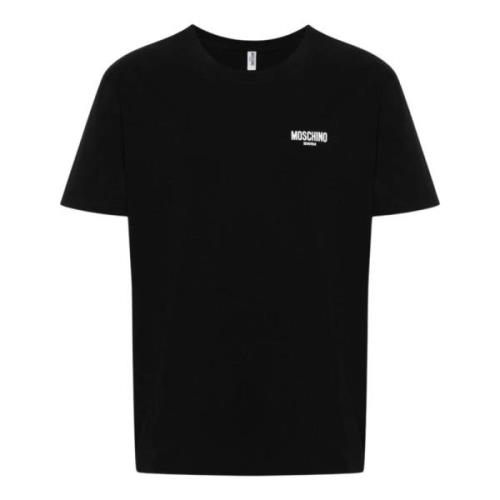 Zwarte Logo Print T-shirts en Polos Moschino , Black , Heren