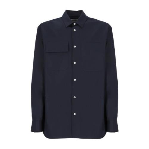 Navy Blauw Katoenen Shirt voor Mannen Jil Sander , Blue , Heren