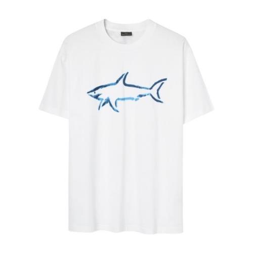 Witte Bedrukte T-Shirt Paul & Shark , White , Heren