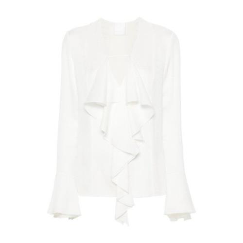 Witte Zijden Blouse met Gerimpelde Rand Givenchy , White , Dames