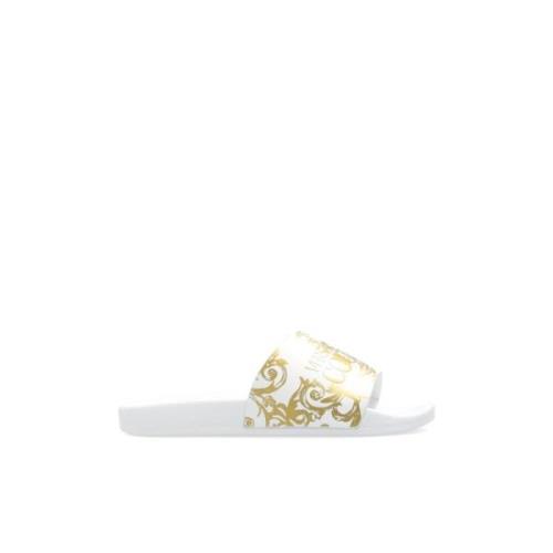Slides met logo Versace Jeans Couture , White , Dames