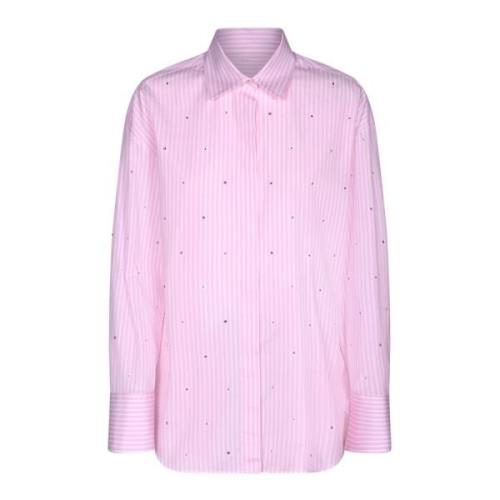 Katoenen Overhemd met Klassieke Kraag Msgm , Pink , Dames