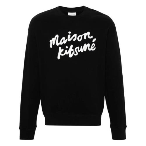 Comfortabele Sweatshirt met Handschrift Design Maison Kitsuné , Black ...