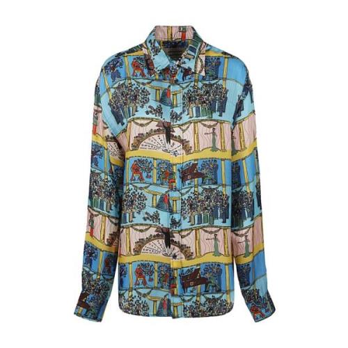 Gedrukt zijdeblend overhemd Alessandro Enriquez , Multicolor , Dames