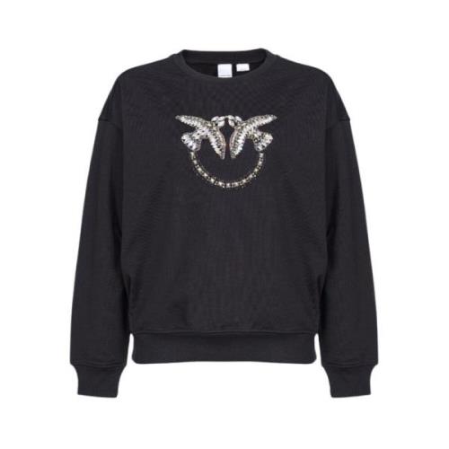 Sweatshirt met Love Birds borduursel Pinko , Black , Dames