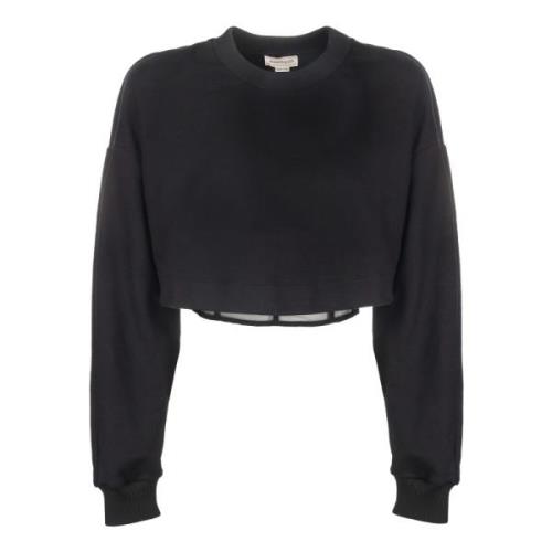 Zwarte Crop Sweatshirt Alexander McQueen , Black , Dames
