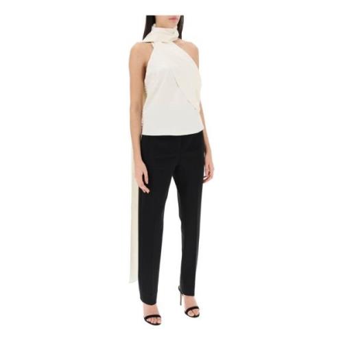 Zijden Wrap Hals Top Magda Butrym , White , Dames