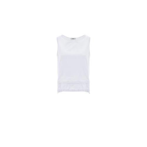 Gestructureerd Mouwloos T-Shirt met Gerimpelde Peplum Herno , White , ...