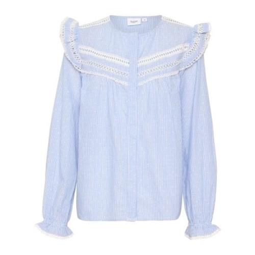 Feminine Dafiasz Shirt Blouse met Pofmouwen en Kantdetails Saint Trope...