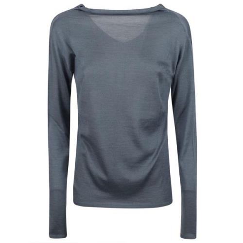 Cashmere zijden trui met V-hals achter Fabiana Filippi , Blue , Dames