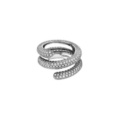 Schitterende Twisted Zilveren Pave Ring Numbering , White , Dames