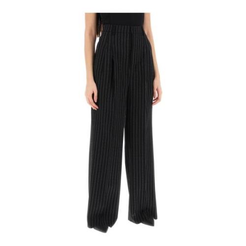 Wijde Pinstripe Broek Ami Paris , Black , Dames