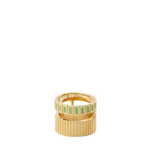 Groene Vermeil Slot Ring IVI , Green , Dames