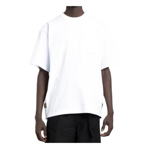 Katoenen T-Shirt met Ronde Hals Sacai , White , Heren