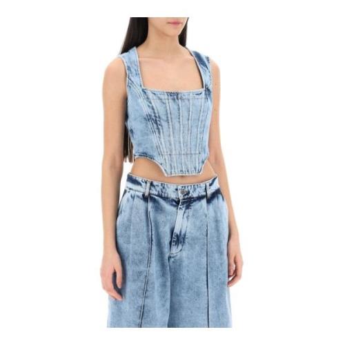 Marmer Denim Bustier Top Giuseppe Di Morabito , Blue , Dames