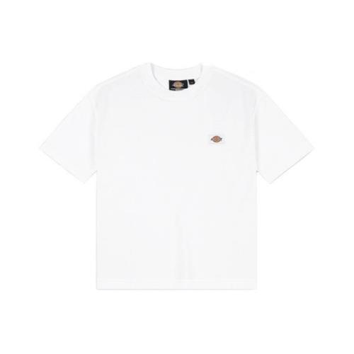 Witte T-shirt met logo patch voor vrouwen Dickies , White , Dames