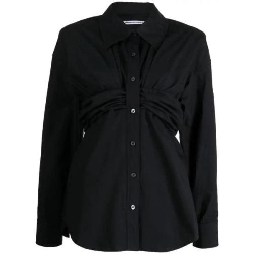 Zwarte katoenen shirt met gerimpelde details Alexander Wang , Black , ...