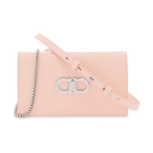 Mini Crossbody Tas met Gancini Versiering Salvatore Ferragamo , Pink ,...