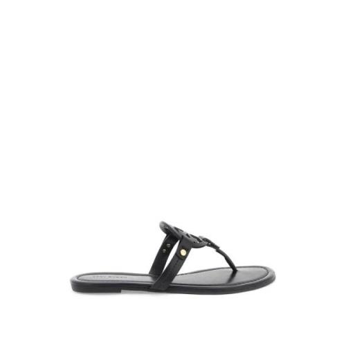 Miller Leren Flip-Flop Slides Tory Burch , Black , Dames