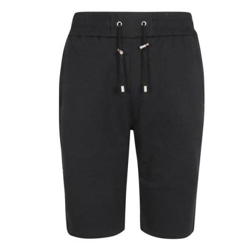 Katoenen Flock Bermuda Shorts Balmain , Black , Heren