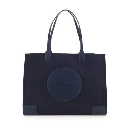 Ella Tote Bag met leren inzetstukken Tory Burch , Blue , Dames