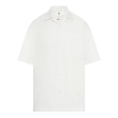 Witte Katoenen Overhemd met Geborduurd Logo Oamc , White , Heren