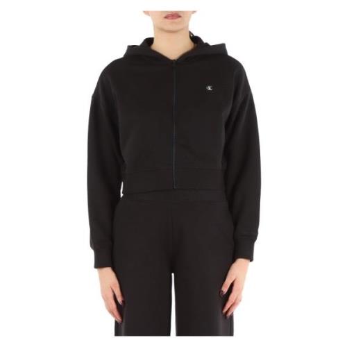 Hoodie met rits en capuchon van katoenmix Calvin Klein Jeans , Black ,...