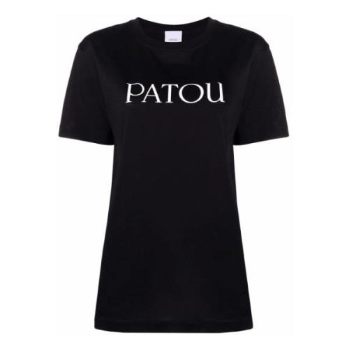 Zwarte Biologisch Katoenen Crewneck T-shirt Patou , Black , Dames