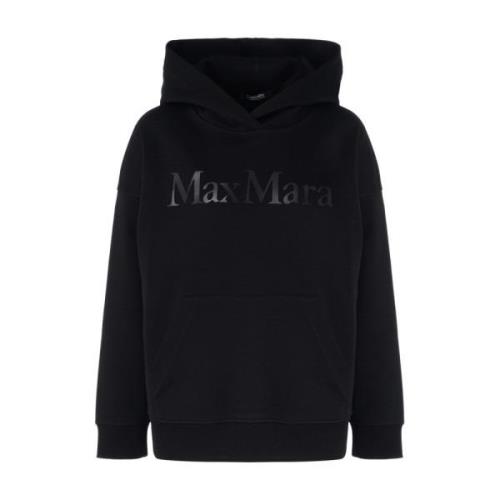 Zwarte hoodie met geborduurd logo Max Mara , Black , Dames
