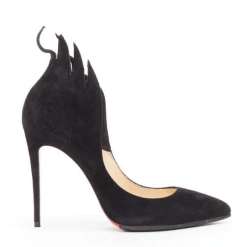 Pre-owned Suede heels Christian Louboutin Pre-owned , Black , Dames