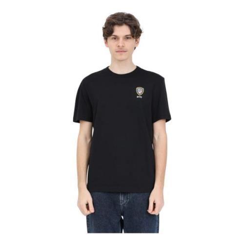 Zwarte T-shirts en Polos met Logo Print Blauer , Black , Heren
