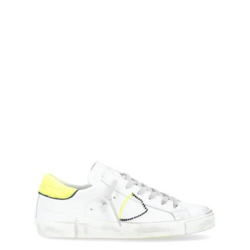 Paris X Leren Sneaker in Wit en Fluorescerend Geel Philippe Model , Wh...