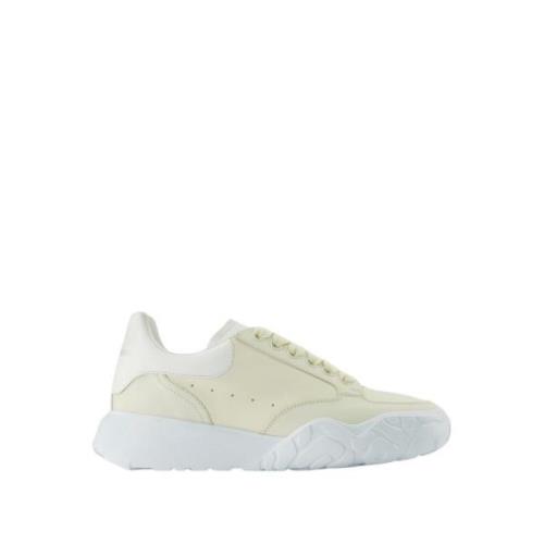 Witte Leren Court Sneakers Alexander McQueen , White , Heren