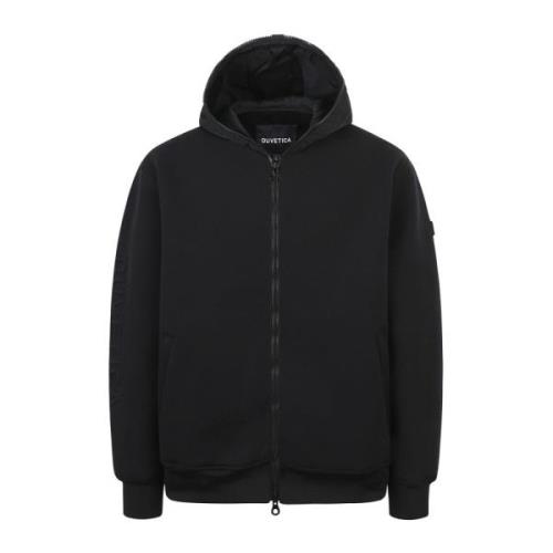 Zwarte hoodie met technische stof Duvetica , Black , Heren