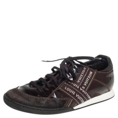 Pre-owned Leather sneakers Louis Vuitton Vintage , Brown , Dames