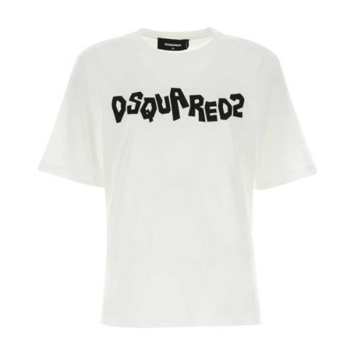 Witte katoenen T-shirt Dsquared2 , White , Dames