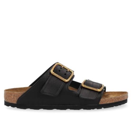 Zwarte geperforeerde leren sandaal Birkenstock , Black , Heren