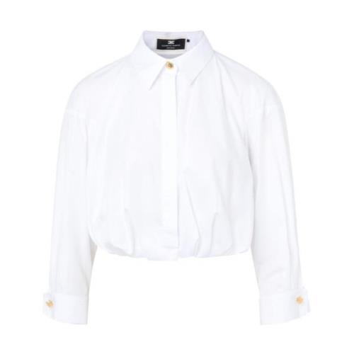 Witte Geknipte Shirt in Katoenen Popeline Elisabetta Franchi , White ,...