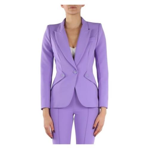 Stretch Crepe Enkellange Jas Elisabetta Franchi , Purple , Dames