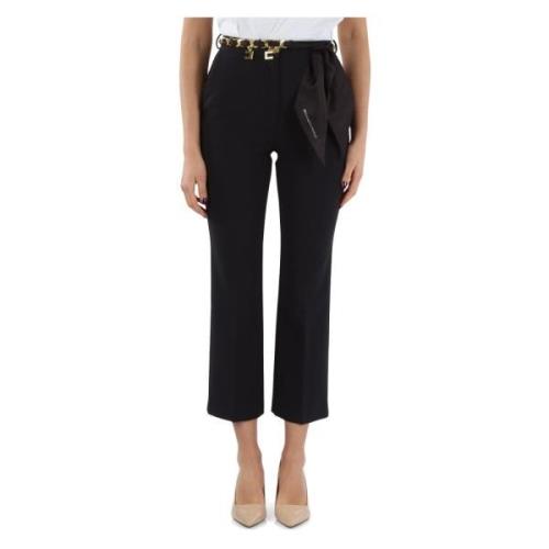 Stretch Dubbele Crepe Broek met Afneembare Riem Elisabetta Franchi , B...