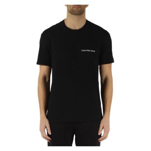 Katoenen T-shirt met Logo in reliëf Calvin Klein Jeans , Black , Heren