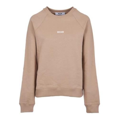 Beige Sweaters met Klein Logo Msgm , Beige , Dames