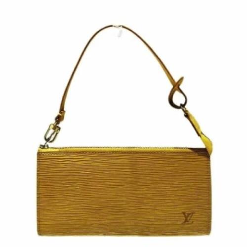 Pre-owned Leather clutches Louis Vuitton Vintage , Yellow , Dames