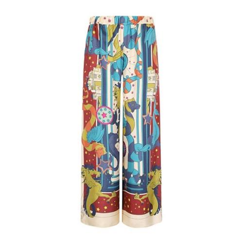 Zijden broek met patroon Max Mara Weekend , Multicolor , Dames
