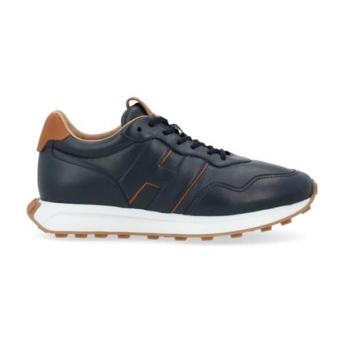 Blauw en Bruin Leren Sneaker H601 Hogan , Blue , Heren