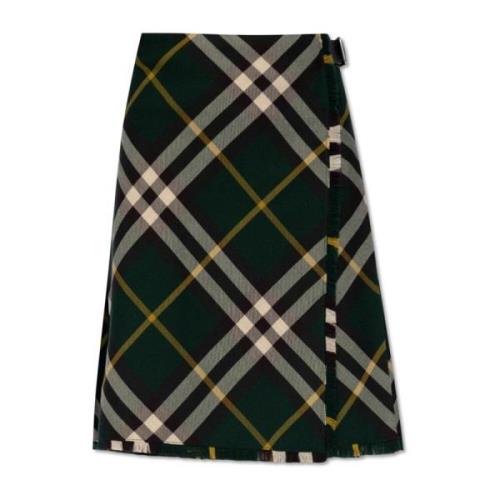 Wollen rok Burberry , Green , Dames