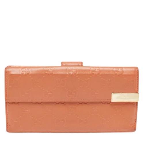 Pre-owned Leather wallets Gucci Vintage , Orange , Dames